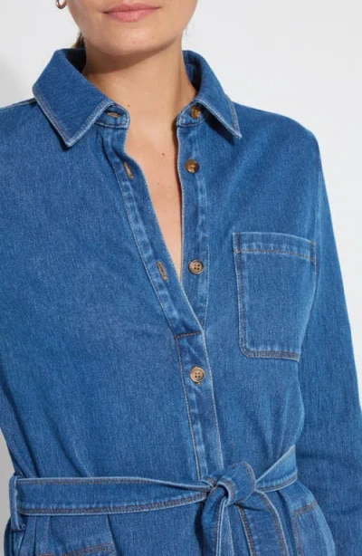Lyssé Lysse Schiffer Long Sleeve Stretch Cotton Chambray Shirtdress In Blue