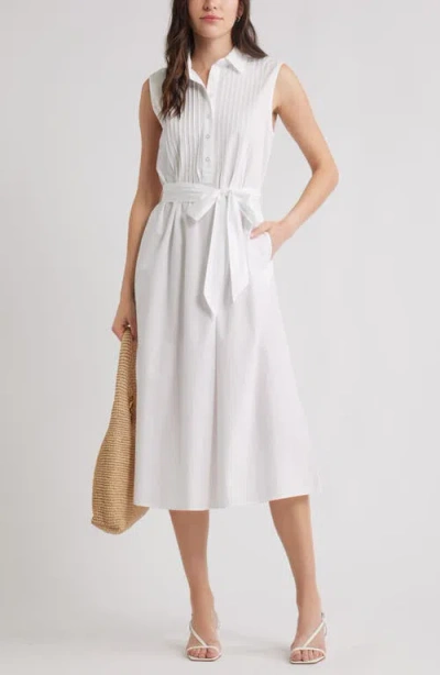 Caslonr Caslon(r) Pintuck Sleeveless Cotton Poplin Shirtdress