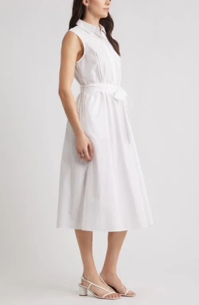 Caslonr Caslon(r) Pintuck Sleeveless Cotton Poplin Shirtdress