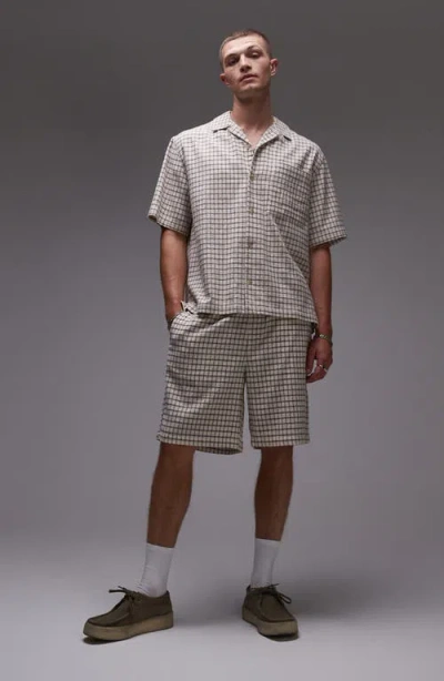 Topman Oversized Cropped Pants In Ecru-neutral In Brown