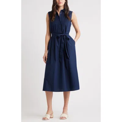 Caslonr Caslon(r) Pintuck Sleeveless Cotton Poplin Shirtdress
