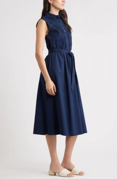 Caslonr Caslon(r) Pintuck Sleeveless Cotton Poplin Shirtdress