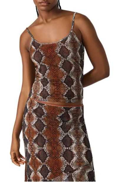 Steve Madden Caily Snakeskin Print Mesh Camisole