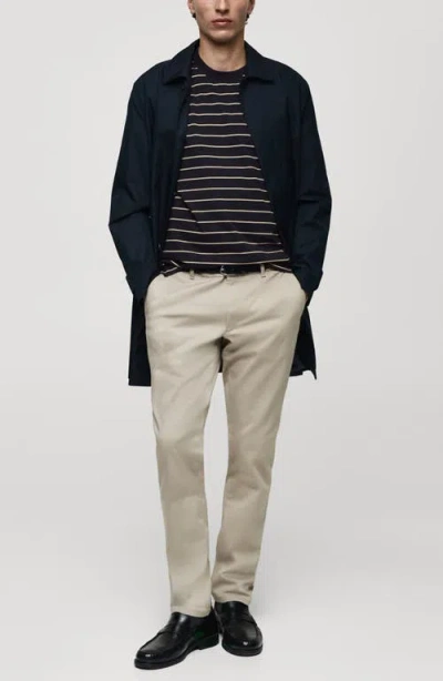 Mango Relaxed Fit Stripe Cotton T-shirt In Black