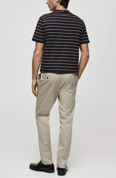 Mango Relaxed Fit Stripe Cotton T-shirt In Black