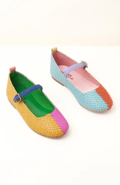 Charlotte Stone Raleigh Mismatch Woven Mary Jane Flat In Multi