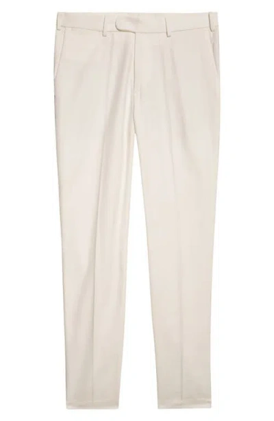 Thom Sweeney Flat Front Cotton Chinos In Neutral