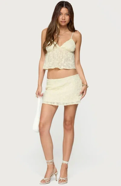 Edikted Leora Textured Floral Mini Skirt In Neutral
