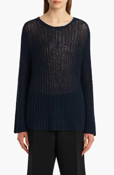 Khaite Elowen Open-knit Cotton Sweater In Blue