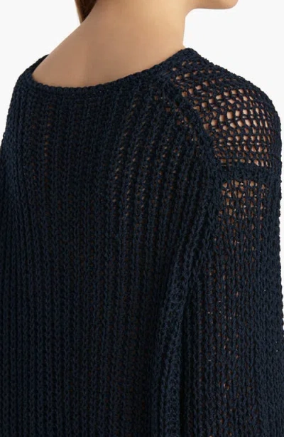 Khaite Elowen Open-knit Cotton Sweater In Blue