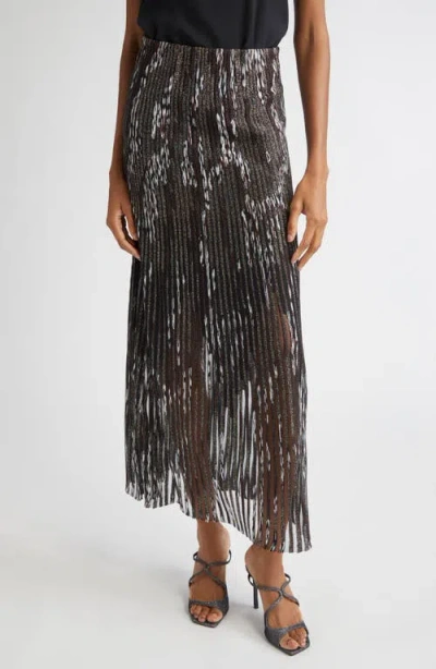 Missoni Patterned-jacquard Metallic-knit Midi Skirt In Gray