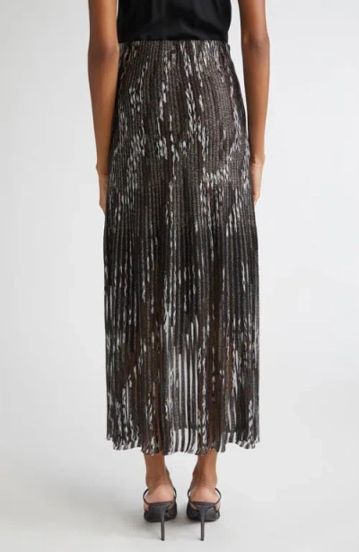 Missoni Patterned-jacquard Metallic-knit Midi Skirt In Gray