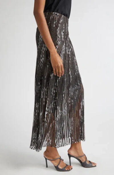 Missoni Patterned-jacquard Metallic-knit Midi Skirt In Gray