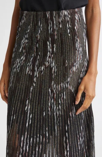 Missoni Patterned-jacquard Metallic-knit Midi Skirt In Gray