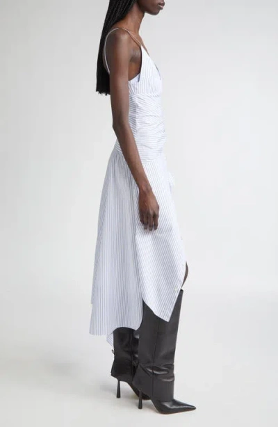 Monse Cascade Stripe Cotton Poplin Dress In White