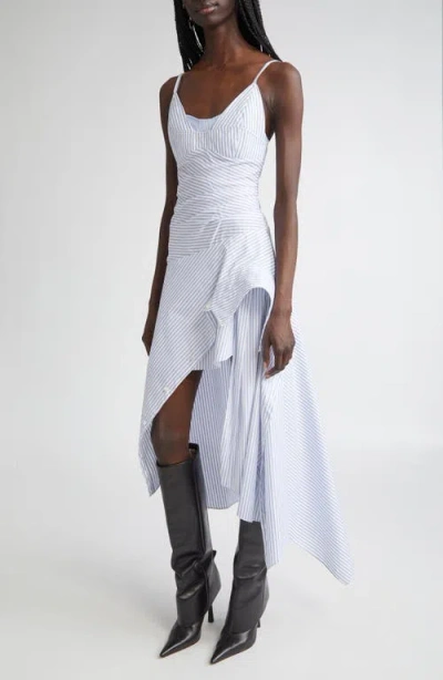Monse Cascade Stripe Cotton Poplin Dress In White