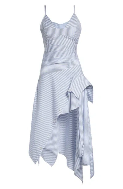 Monse Cascade Stripe Cotton Poplin Dress In White