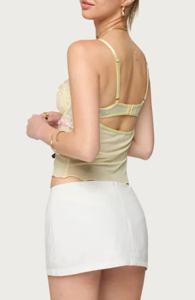 Edikted Embroidered Cutout Bustier Camisole In Yellow