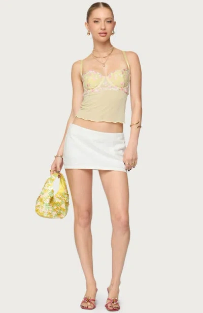 Edikted Embroidered Cutout Bustier Camisole In Yellow