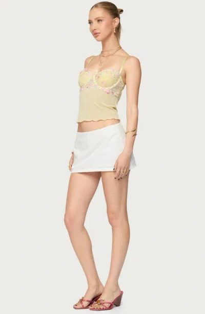 Edikted Embroidered Cutout Bustier Camisole In Yellow