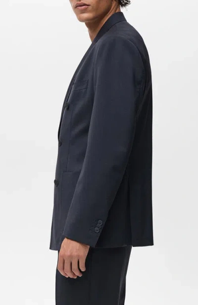 Mango Men's Cold Wool Double-breasted Suit Blazer In Blue