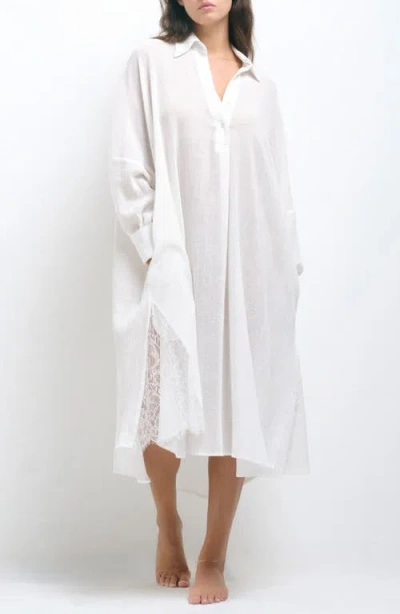 Andine Lalo Bastia Lace Trim Long Sleeve Nightgown