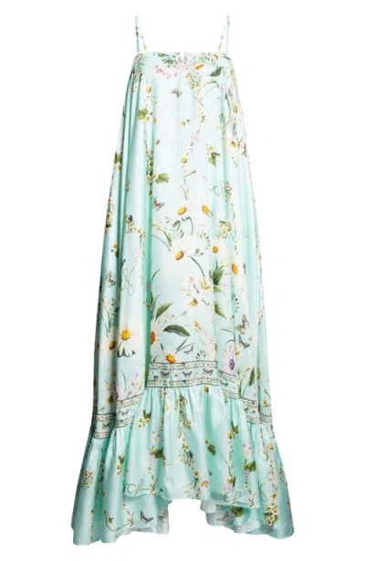 Camilla Floral Freefall Convertible Silk Maxi Dress In Blue