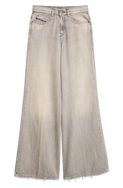 Diesel Wide-leg High-waist Denim Jeans With Five Pockets In Gray