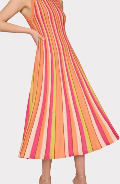 Milly Multi Color Stripe Sleeveless Midi Dress In Multi