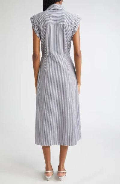 Veronica Beard Haydon Stripe Cotton Blend Shirtdress In Gray