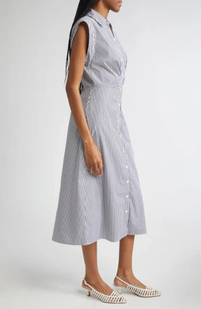 Veronica Beard Haydon Stripe Cotton Blend Shirtdress In Gray