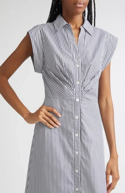 Veronica Beard Haydon Stripe Cotton Blend Shirtdress In Gray