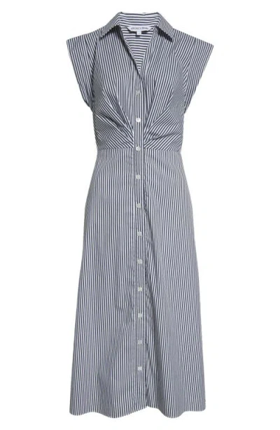 Veronica Beard Haydon Stripe Cotton Blend Shirtdress In Gray