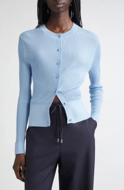 Max Mara Ribera Sequin Rib Fitted Silk & Wool Cardigan