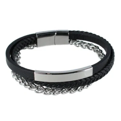 Trafalgar Zaid Metal And Leather Triple Strand Secure Clasp Bracelet