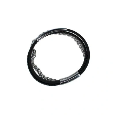 Trafalgar Zaid Metal And Leather Triple Strand Secure Clasp Bracelet