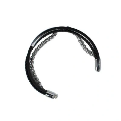 Trafalgar Zaid Metal And Leather Triple Strand Secure Clasp Bracelet