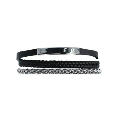 Trafalgar Zaid Metal And Leather Triple Strand Secure Clasp Bracelet