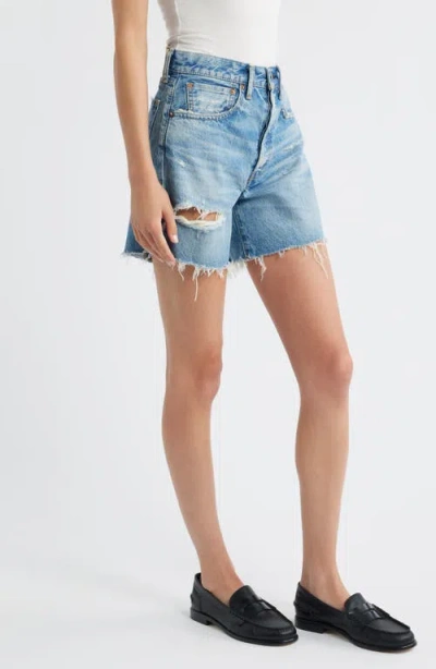 Moussy Vintage Kensington Cutoff Denim Shorts In Blue
