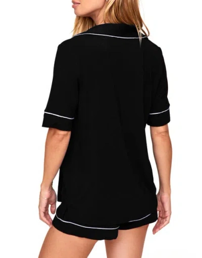 Adore Me Jane Pajama Shirt & Shorts Set In Black