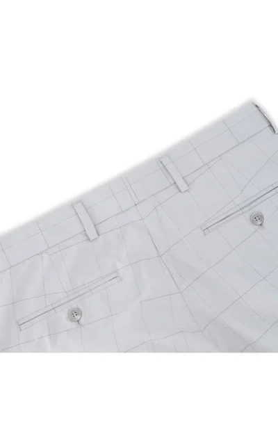 Victor Emmanuel Vince Flat Front Windowpane Check Stretch Dress Pants In Gray