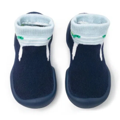 Komuello Baby Boy First Walk Sock Shoes Navy Dash In Blue