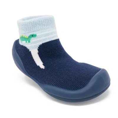 Komuello Baby Boy First Walk Sock Shoes Navy Dash In Blue