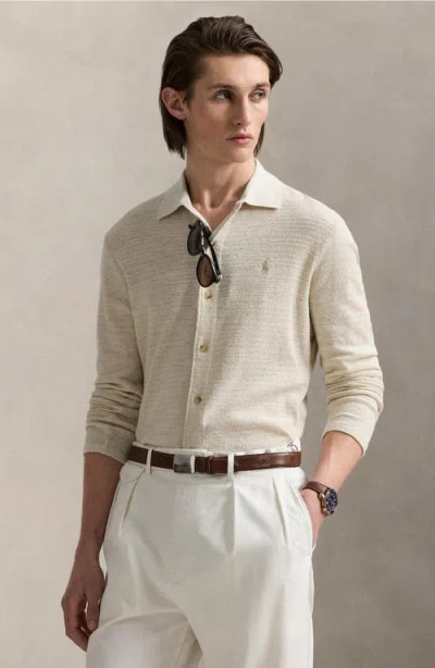 Polo Ralph Lauren Textured Cotton & Linen Button-up Shirt In Neutral