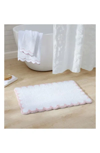 Peri Home Scallop Detail Cotton Bath Mat In Pink
