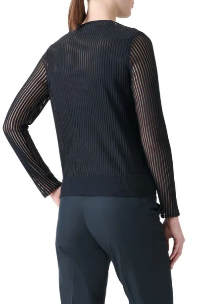 Akris Sheer Stripe Silk & Cotton Blend Cardigan