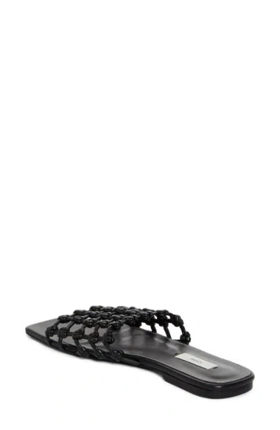Totême Braided-leather Bandeau Slides Black In Black