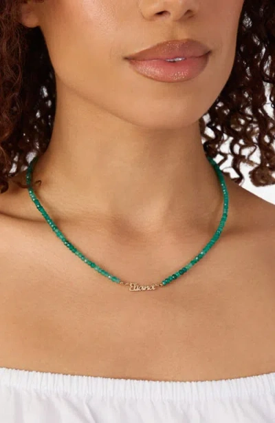 Athra Luxe Personalized Name Jade Bead Necklace