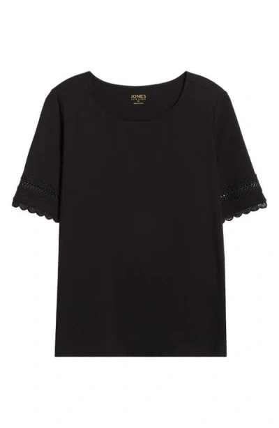 Jones New York Embroidered Sleeve Top In Black