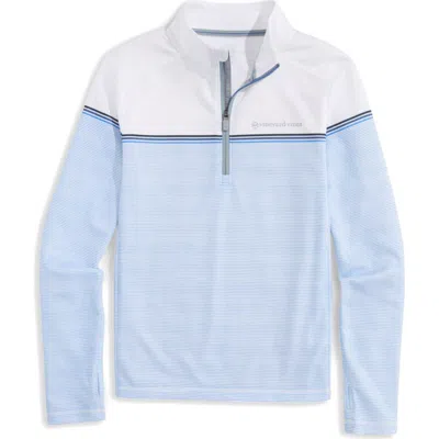 Vineyard Vines Kids' Striped Sankaty Performance Quarter Zip Pullover In Blue